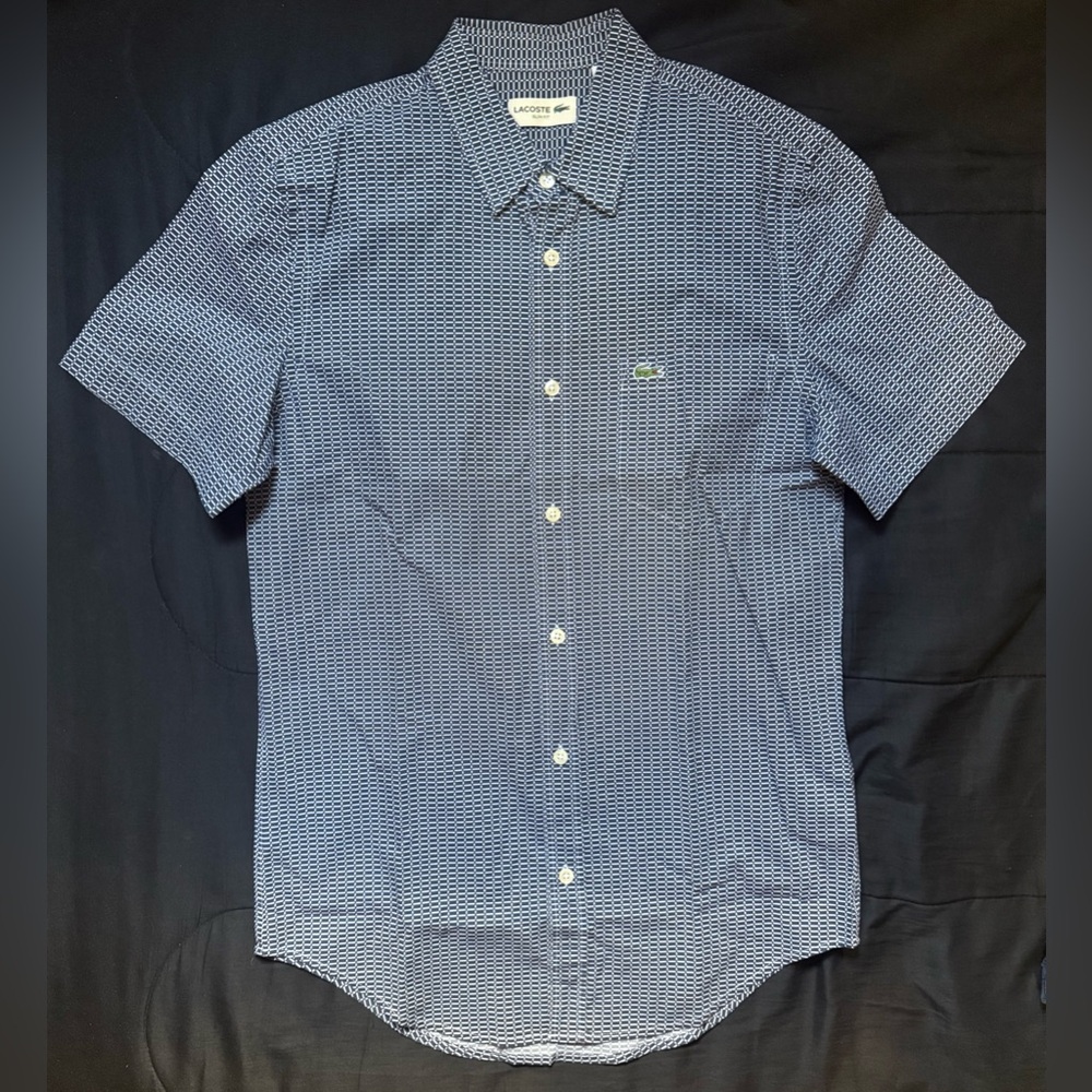 Lacoste Men's Patterned Navy Button Down Shirt